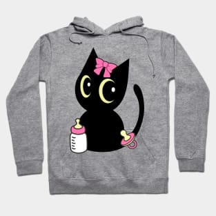 Cute black cat is a baby - girl Hoodie